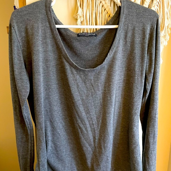Brandy Melville simple grey long sleeved tee - Picture 2 of 2